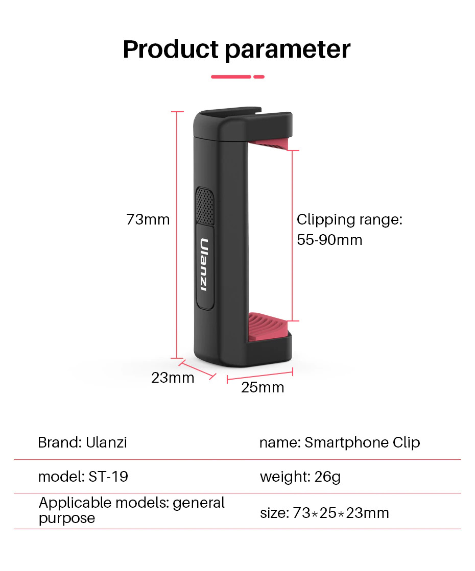 Minimalistický držák telefonu na stativ se sáňkami pro příslušenství 15